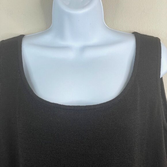 St John Santana Knit Sleeveless Tank Top Large Chocolate Brown Neutral Layering - Picture 3 of 6